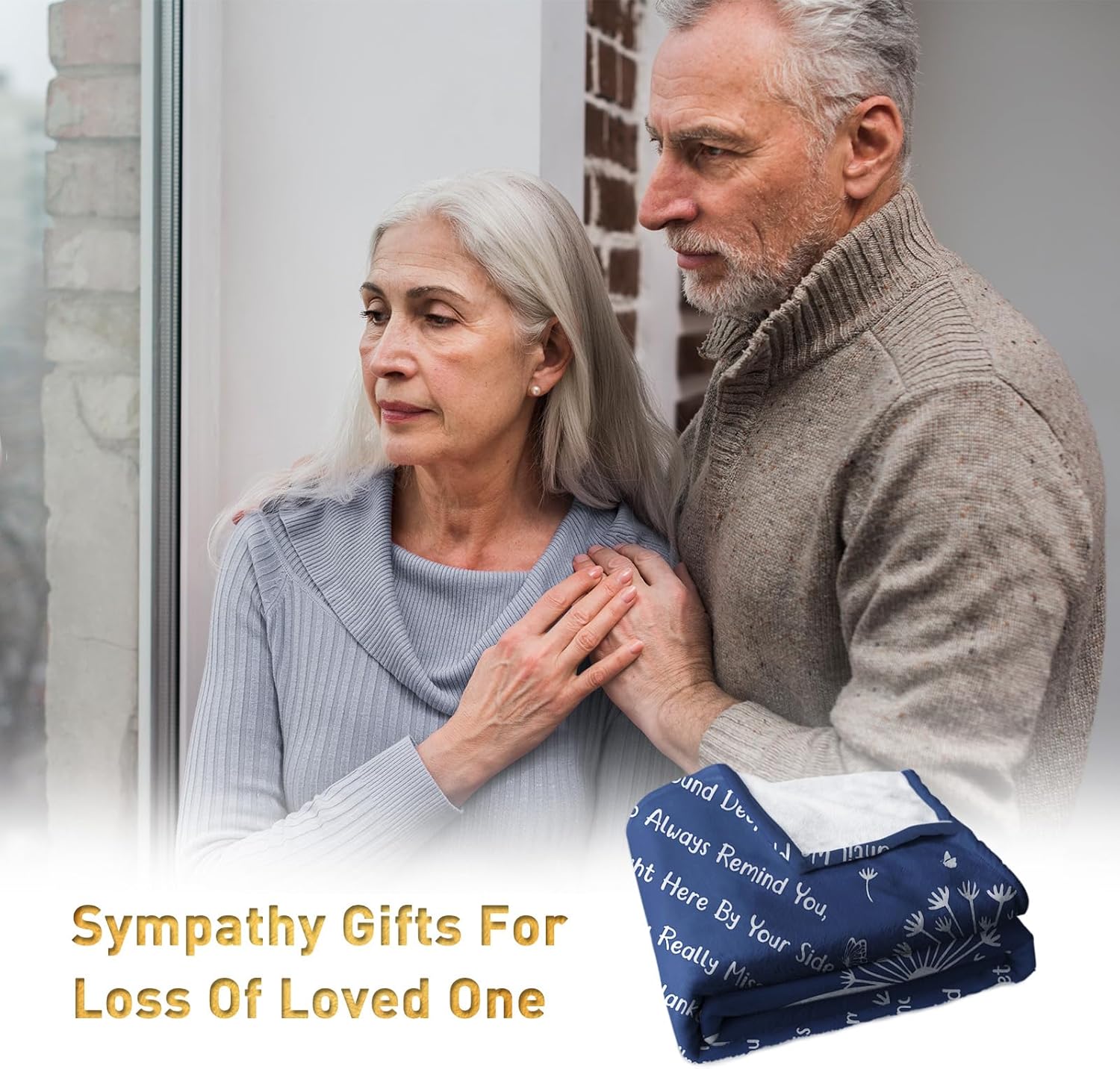 Memorial Sympathy Gifts for Loss of Loved One Mom Dad, Bereavement Gifts, in Memory of Loved One Gifts, Hugs from Heaven Memorial Blanket, Soft Grey Blue Sympathy Throw Blanket 60" x 50" - Image 2