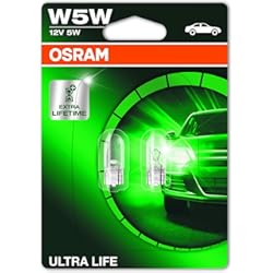 Faros Delanteros Nissan Terrano OSRAM ULTRA LIFE W5W, Lámpara halógena, luz de matrícula y de posición, 2825ULT-02B, automóvil de 12 V, ampolla doble (2 unidades)