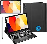 Capa com Teclado para Redmi Pad SE 11' com Mouse Touchpad e Compartimento para Caneta + Película Paperlike para Redmi Pad SE + Caneta Precision - FD Acessórios (Kit Capa + Película + Caneta)