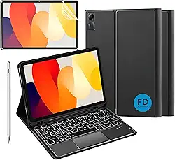 Capa com Teclado para Redmi Pad SE 11' com Mouse Touchpad e Compartimento para Caneta + Película Paperlike para Redmi Pad SE + Caneta Precision - FD Acessórios (Kit Capa + Película + Caneta)