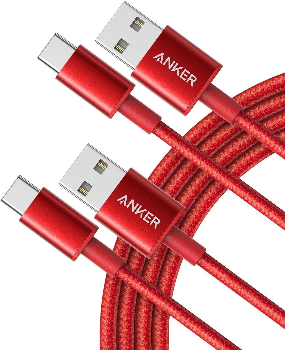 Anker USB C Charger Cable, 2-Pack 6 ft (1.8 m) USB to USB C Cable, USB A to USB C Braided Phone Charger Cable for iPhone 17/16/15, iPad Pro, Samsung Galaxy, and More(Red