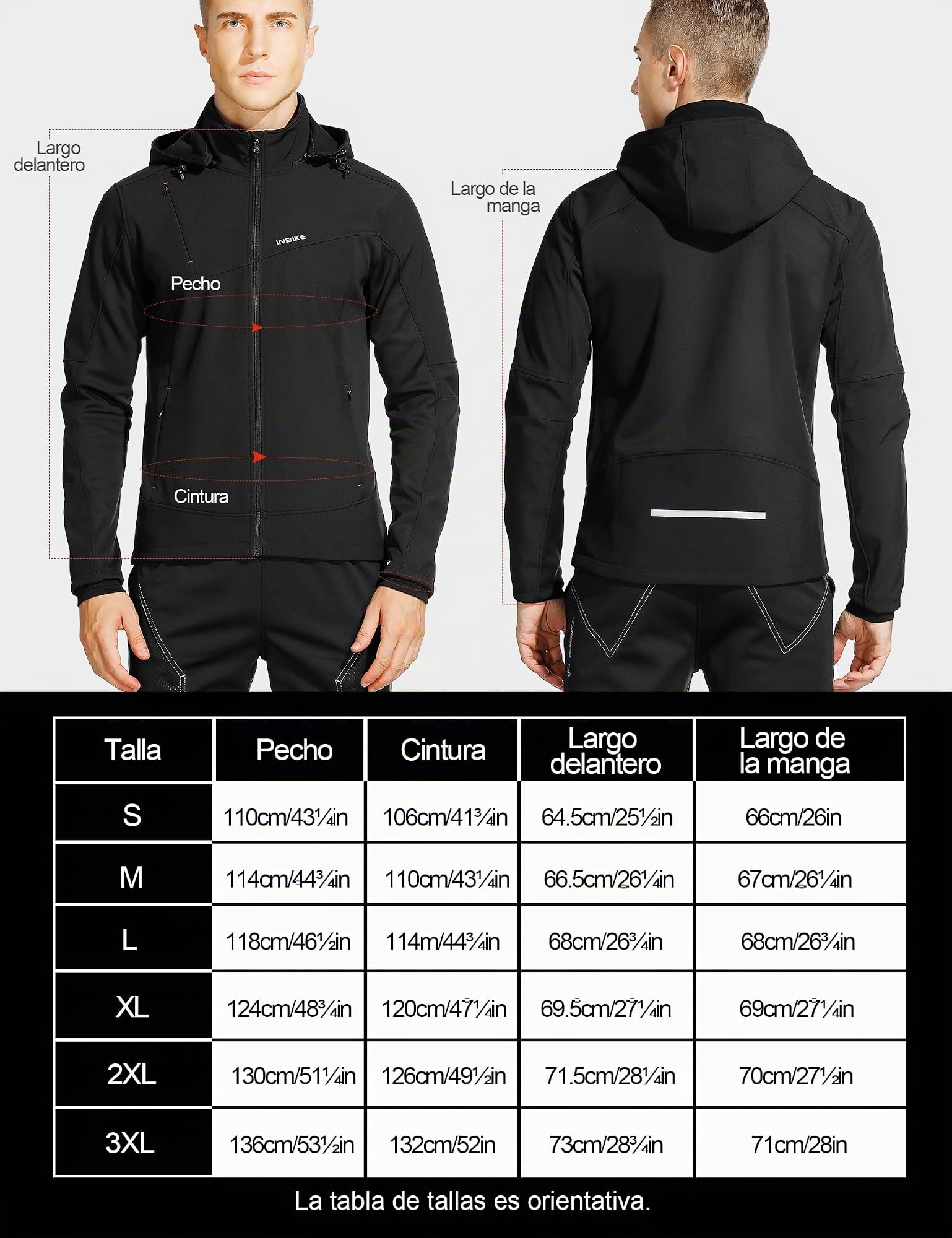 INBIKE Chaqueta Softshell Cálida Para Invierno Cazadora Resistente Al Viento y Agua Con Capucha Extraíble y Forro Polar Suave Para Trekking Senderismo Escalada Ciclismo Running 7103