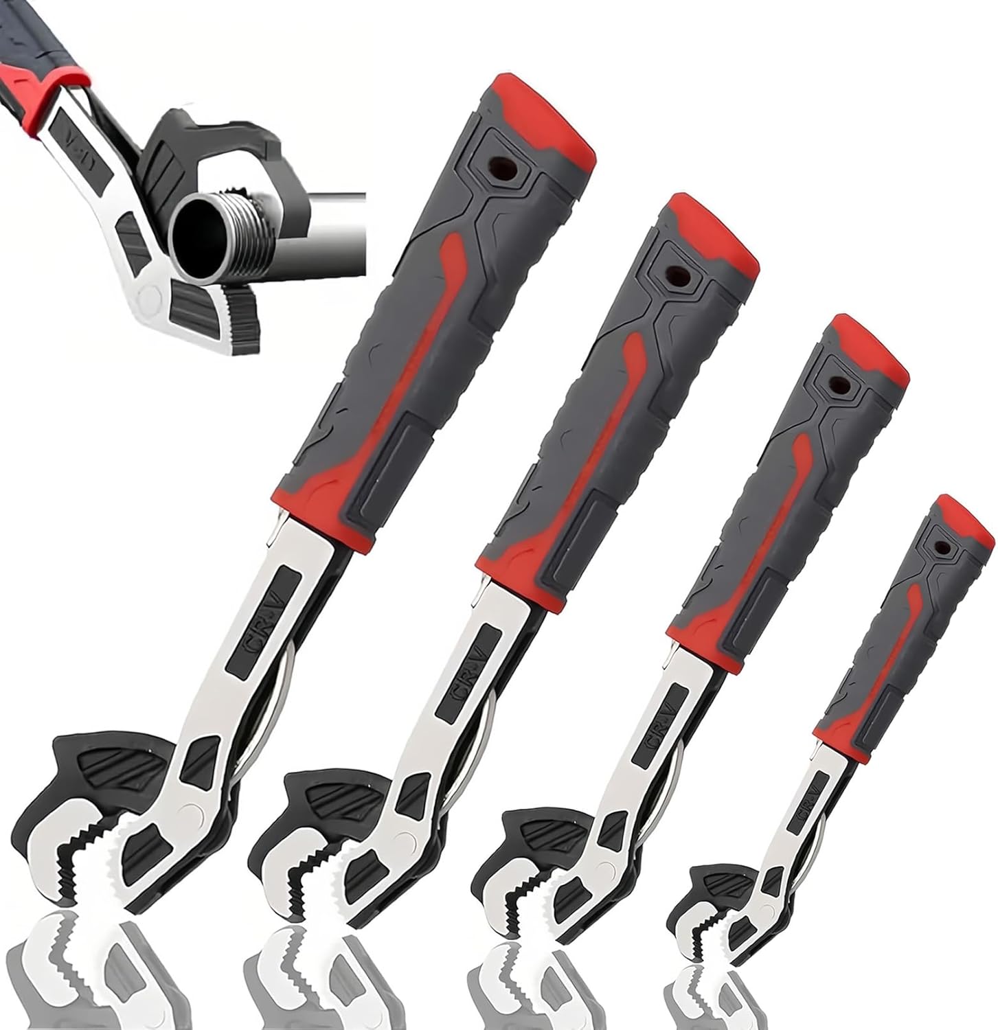 Self Adjusting Pipe Wrench, Multifunctional Self Locking Wrench Set, Self Locking Adjustable Wrench Quick Multi-Function Self-Adjusting, Heavy Duty Pipe Wrench Set, 6/8/10/12" Pipe Vise Wrench