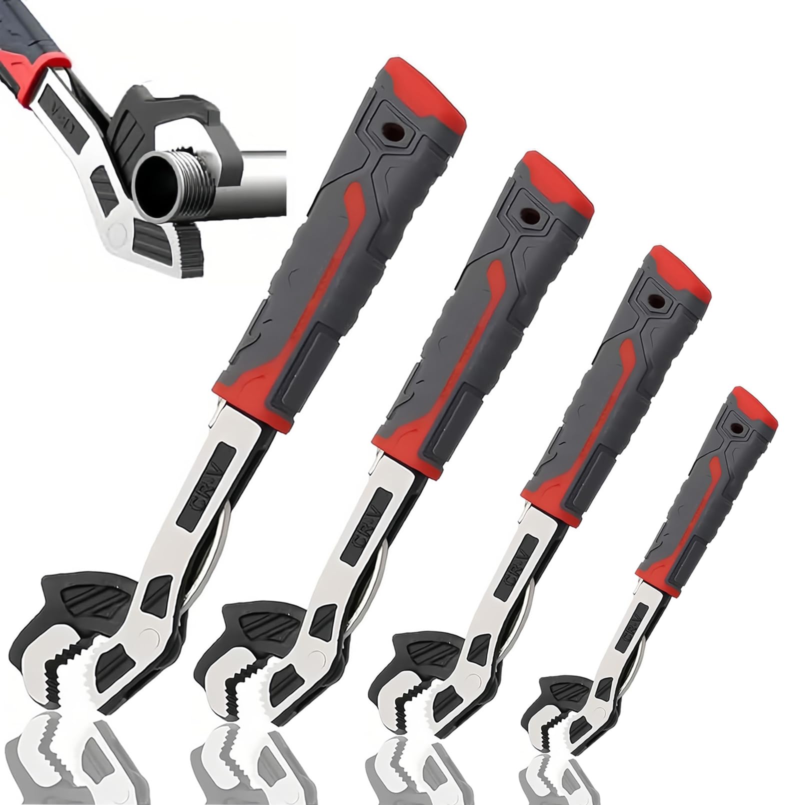 Self Adjusting Pipe Wrench, Multifunctional Self Locking Wrench Set, Self Locking Adjustable Wrench Quick Multi-Function Self-Adjusting, Heavy Duty