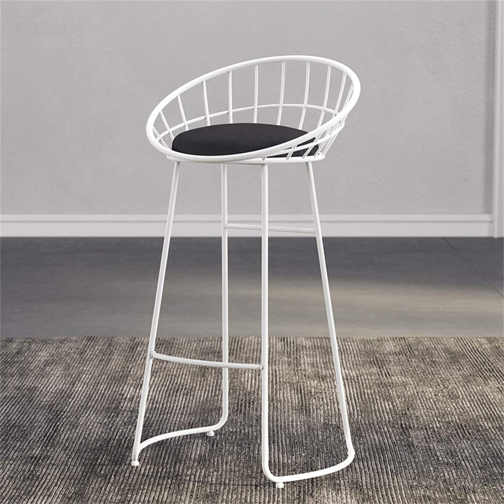Tabouret de bar noir 75cm en fer forgé style nordique moderne