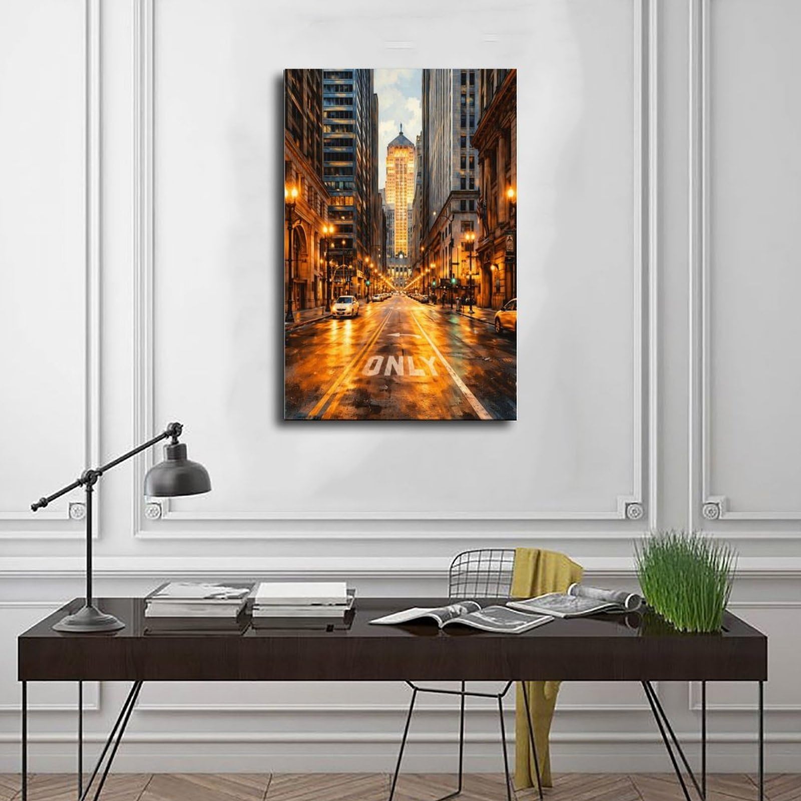 Beleuchtung, Straßen, Stadtarchitektur, Landschaftsposter, Leinwandposter, Wandkunst, Dekordruck, Bild, Gemälde für Wohnzimmer, Schlafzimmer, Dekoration, 50,8 x 76,2 cm (L x B)