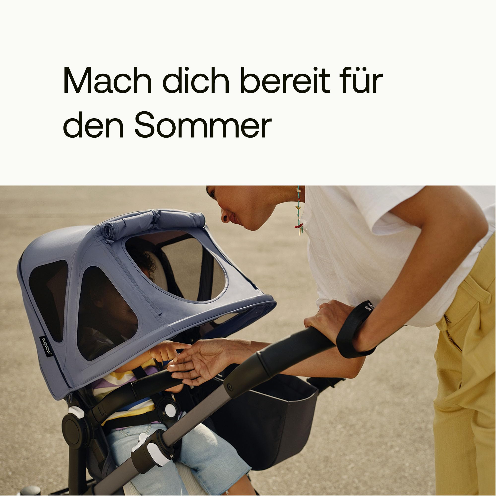 Bugaboo Donkey Sonnendach mit Lüftungsfenstern, ausziehbar für zusätzlichen und optimalen Sonnenschutz, wasserabweisend, kompatibel mit allen Bugaboo Donkey Kinderwagen, Midnight Black