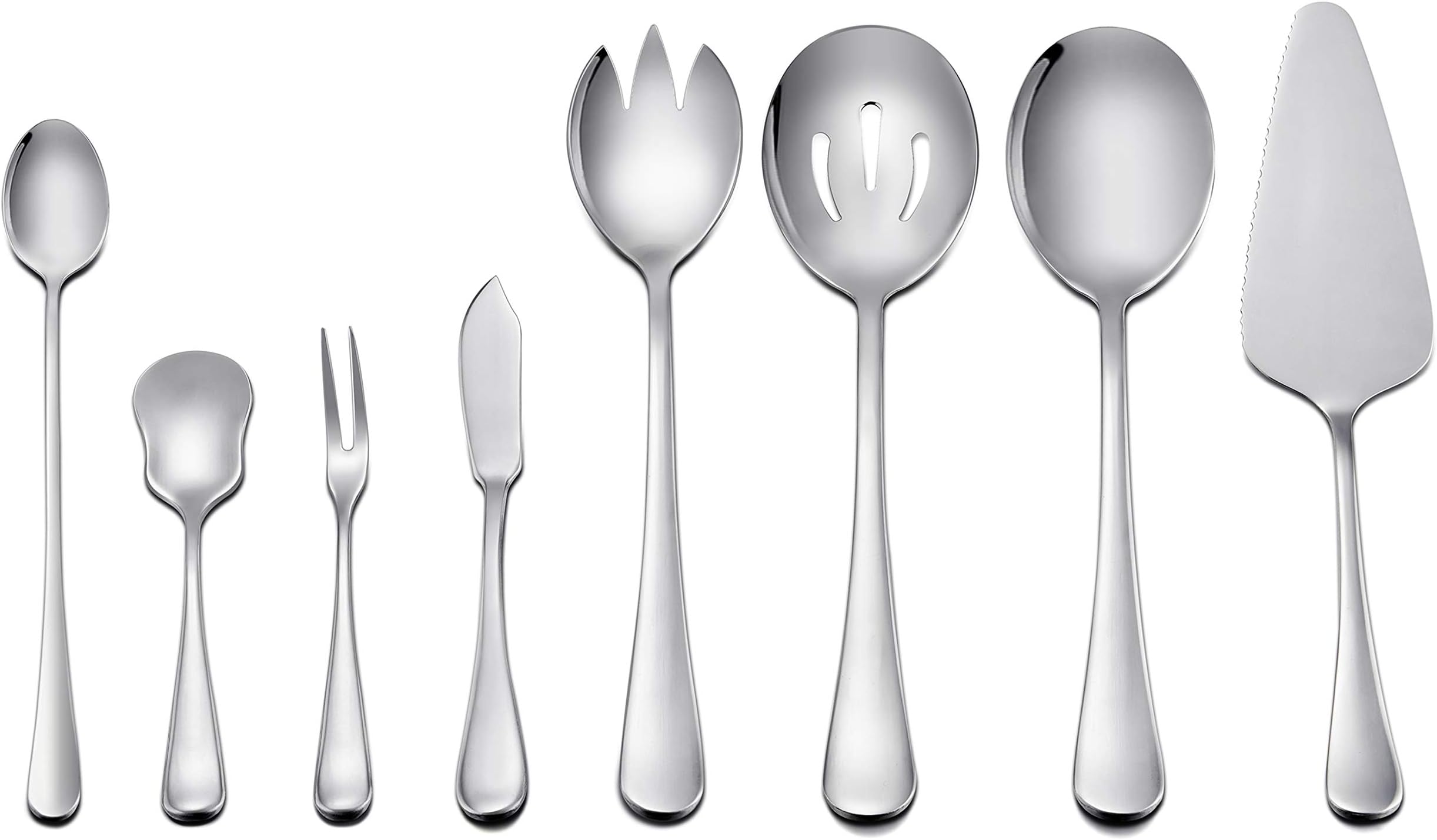 LIANYU 8-Piece Serving Utensils, Stainless Steel Flatware Hostess Serving Set, Mirror Finished, Dishwasher Safe