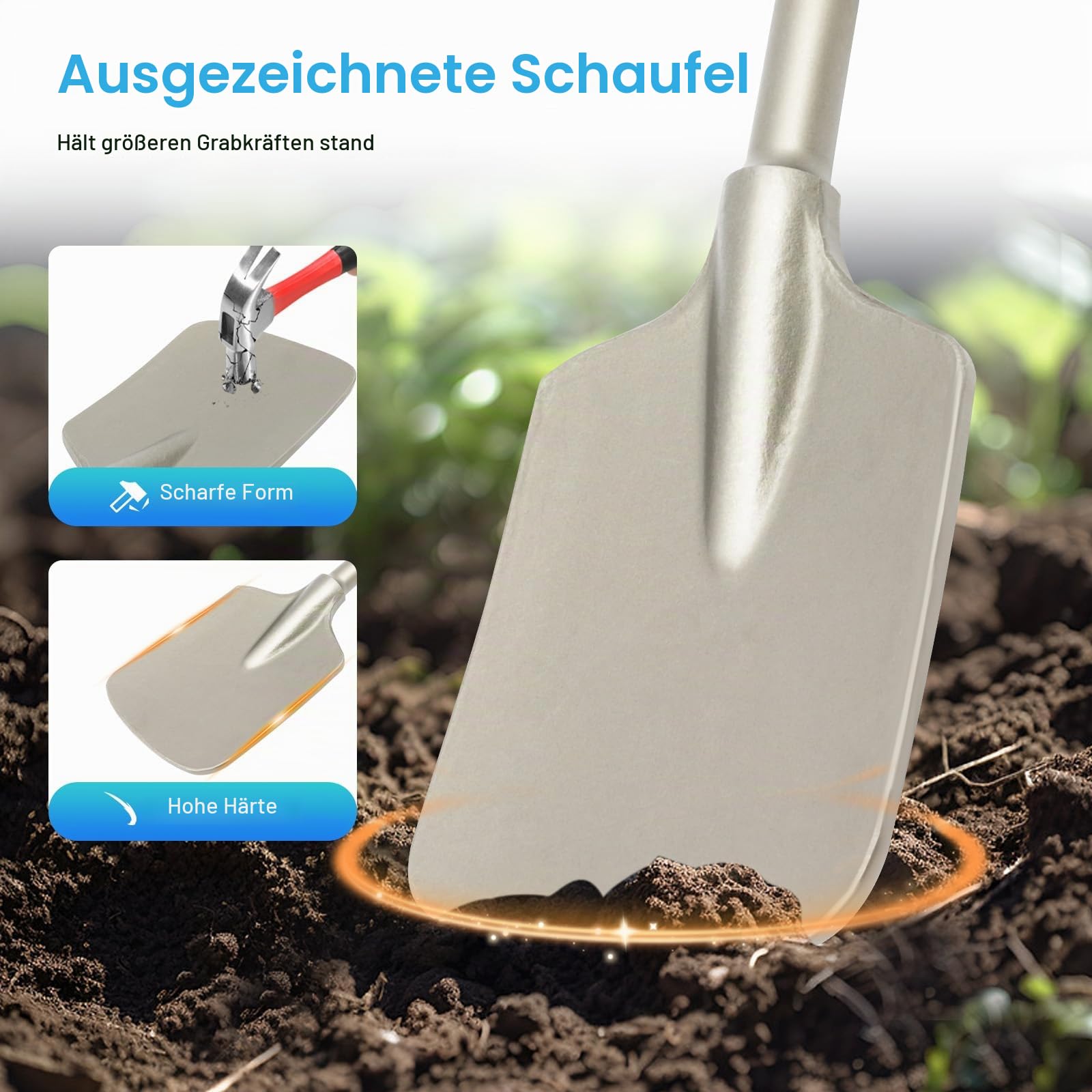 Schaufelmeißel, Asphaltmeißel Meissel Breitmeißel Meissel, Breiter Lehm Spaten with Werkzeugkasten, für Entfernen von Hartem Schmutz Ton und Losem Beton, 135 x 440 mm