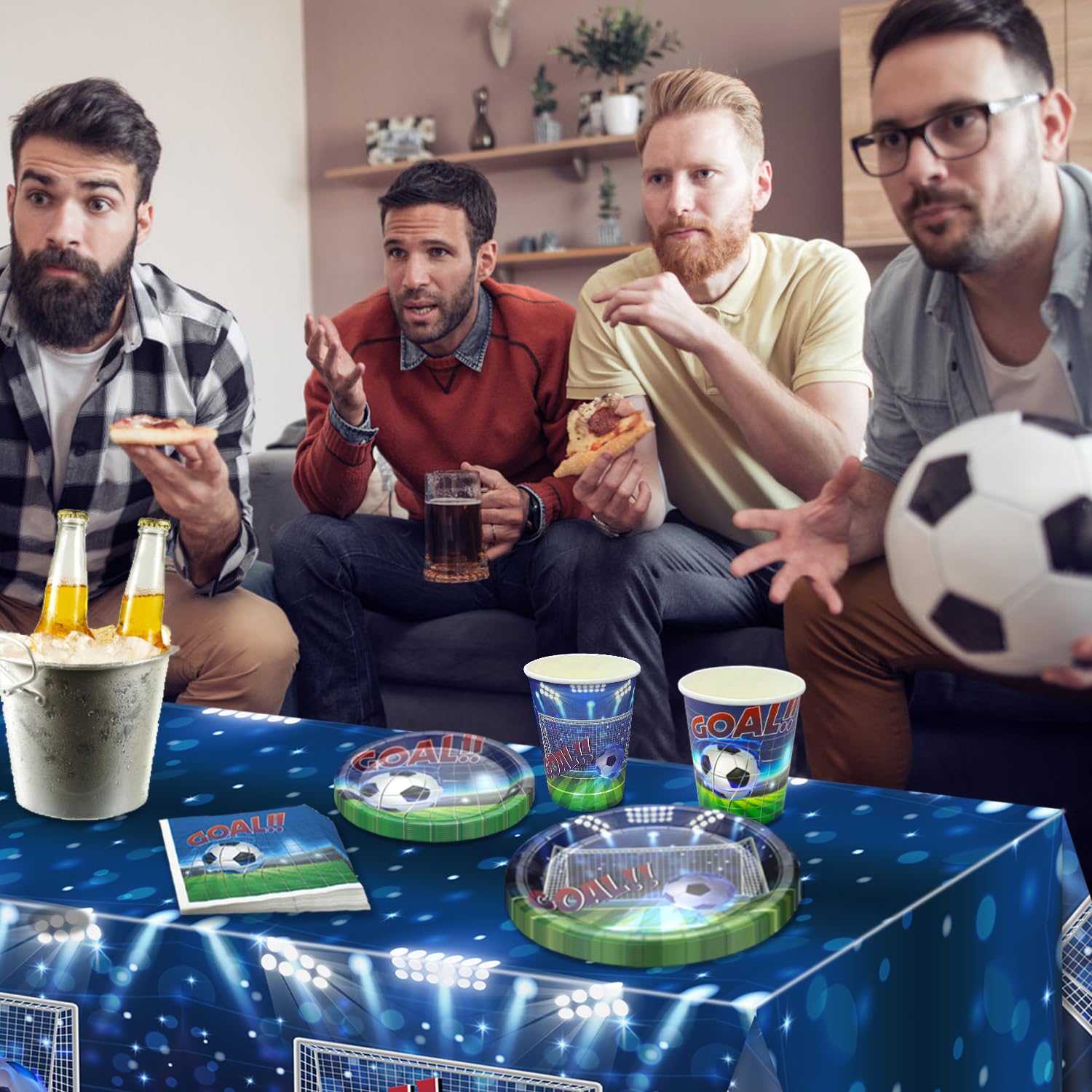 Decorazioni Per Feste A Tema Calcio, 102 Pezzi: Piatti Di Cartone, Tovaglioli, Tovaglia E Bandiere Per Calcio, Forniture Per Feste Di Compleanno Per Ragazzi E Uomini, Accessori Per La Festa Del Giorno