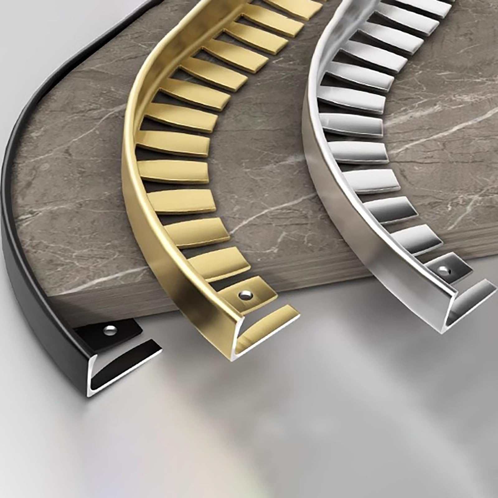 Perfil De Baldosas Aluminio Anodizado 90 Cm* 3 Piezas Tira Terminal Flexible Resistente Al Desgaste Protección del Suelo Y Bordes Suaves(Champagne,H:12.5MM)