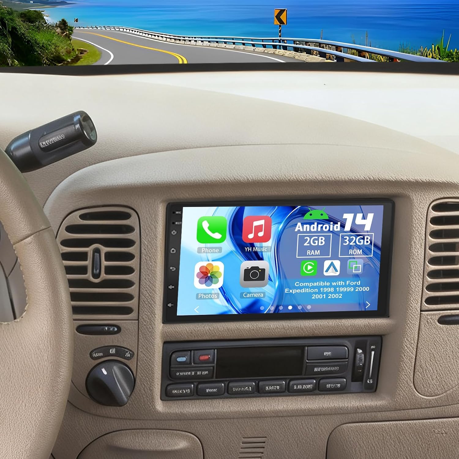Radio de coche Android 14 2 + 32 G para Ford Expedition 1998-2002