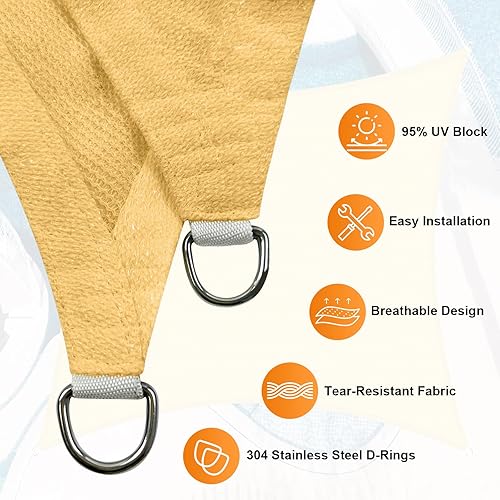 Miniatura 3 de Artpuch - Toldo rectangular tipo vela, con bordes curvados, de grado comercial, 5.46 ozyd, permeable, para exteriores, terraza, patio trasero y