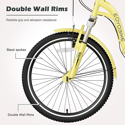 Vista 113 de H&ZT Triciclo para adultos, bicicleta de 3 ruedas, triciclo crucero, con engranaje de 7 velocidades, mango de freno de estacionamiento, escalón