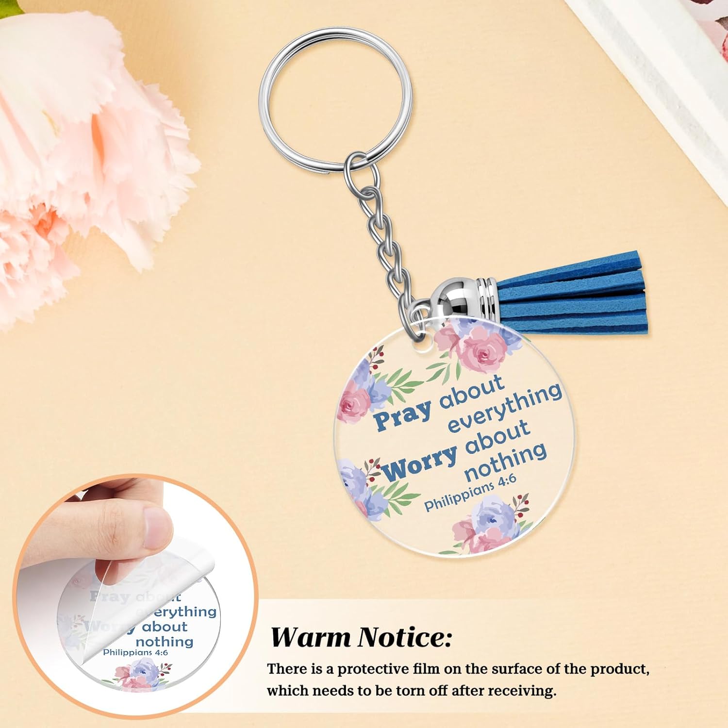 8PCS Inspirational Faith Christian Keychain for Women Girls Boys Teens Bible Verse Keychains Bulk Religious Spiritual Gifts for Pastor Mom Sister Inspirational Key Chains Bulk Christmas Birthday Gift - Image 3