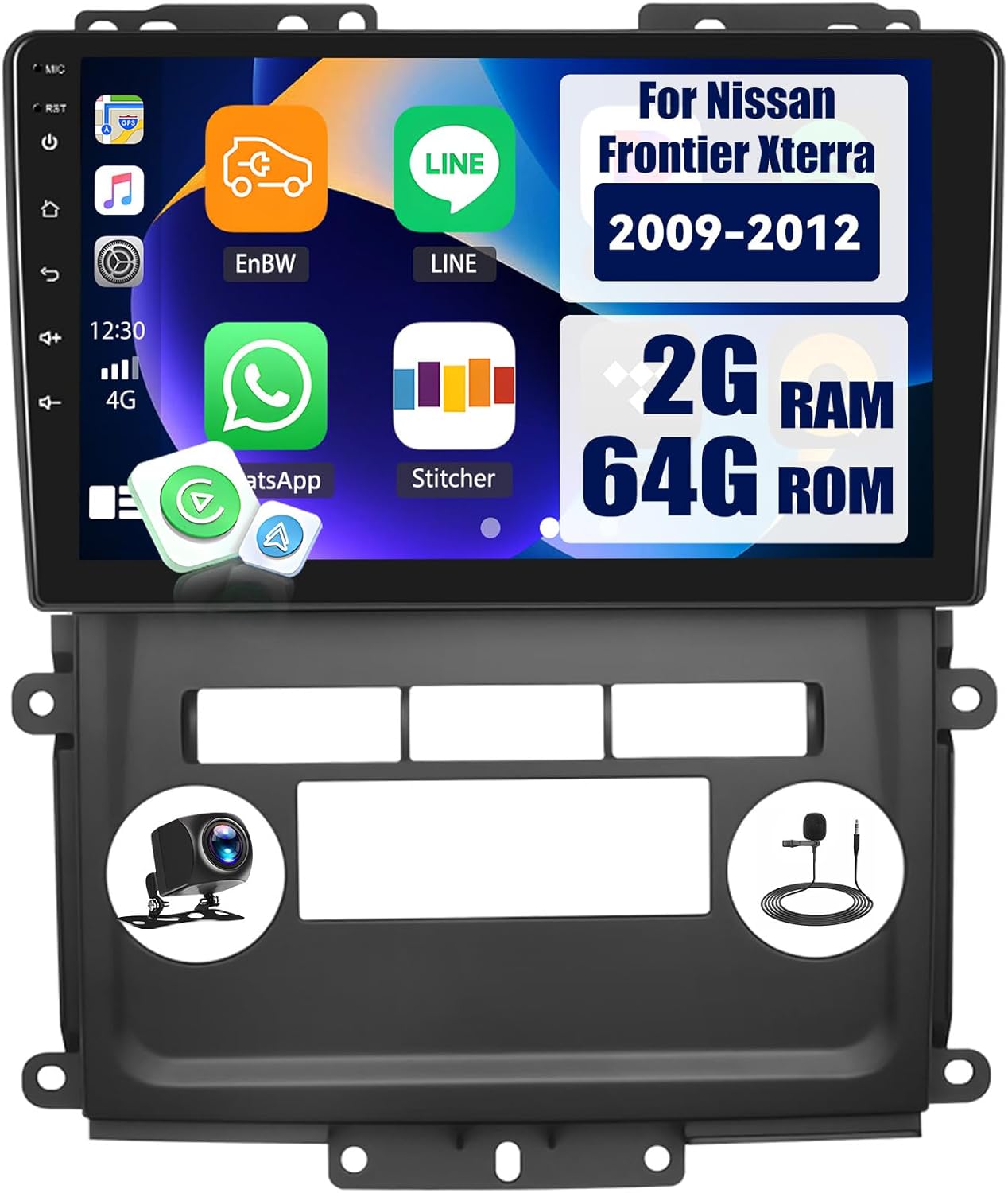 2+64G Android 15 Car Stereo for Nissan Frontier Xterra 2009-2012 with Wireless Carplay Android Auto,9" Touchscreen Car Radio with WiFi GPS Mirror Link Bluetooth EQ FM RDS SWC
