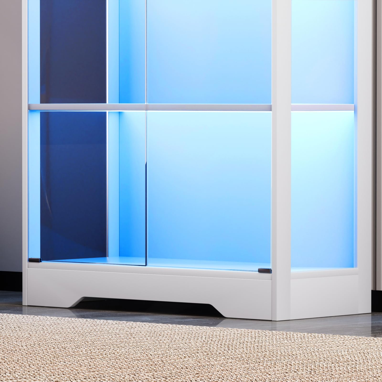 Vitrina de cristal con iluminación LED y sensor inteligente, vitrina de 4 capas, vitrina coleccionable para salón, dormitorio, oficina, blanco, 80 x 35 x 165 cm