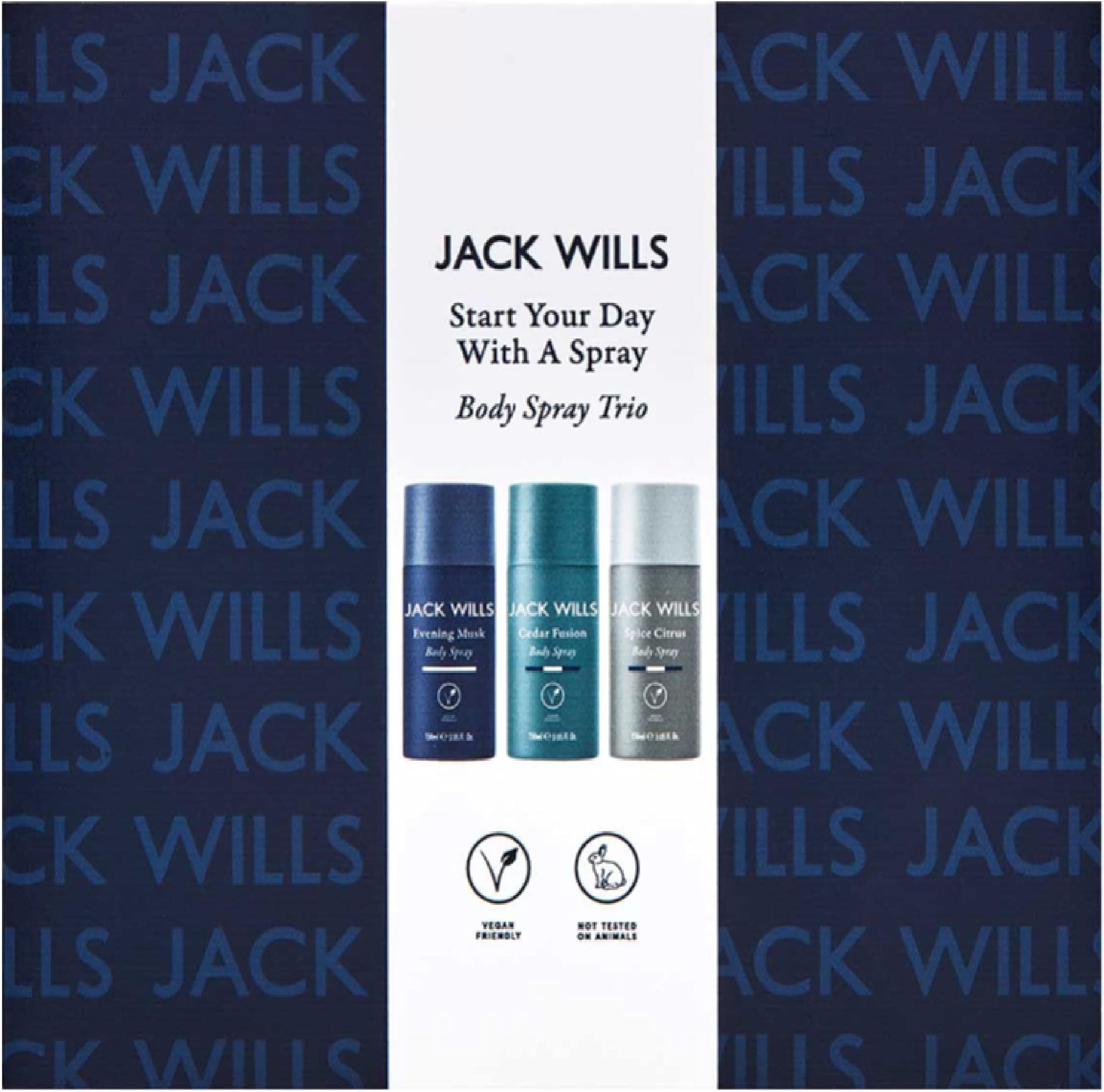 Jack Wills Body Spray Trio - Start Your Day Gift Set for Fathers Day, Christmas Stocking Fillers, Mens Secret Santa Gifts, Birthday Gift for Him with Unique Topline Thank You Card!