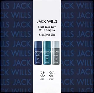 Jack Wills Body Spray Trio - Start Your Day Gift Set for Fathers Day, Christmas Stocking Fillers, Mens Secret Santa Gifts, Birthday Gift for Him with Unique Topline Thank You Card!