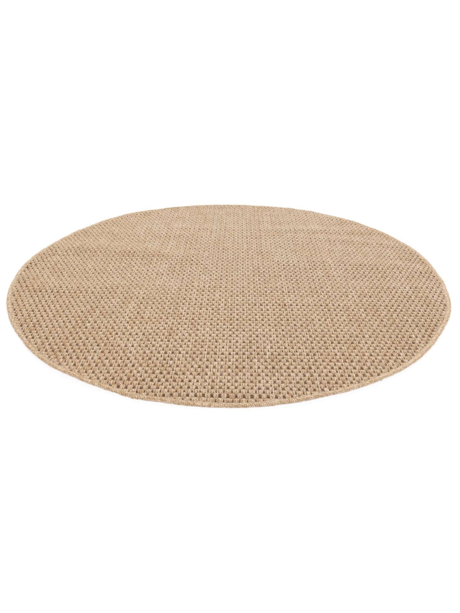 RugVista Jolin, Alfombra Interior y Exterior, Modernas, Ø 150 cm, Redondo, Pelo Medio, Cocina, Pasillo, Patio, Lavado a Mano, Resistente los Rayos UV, Beige