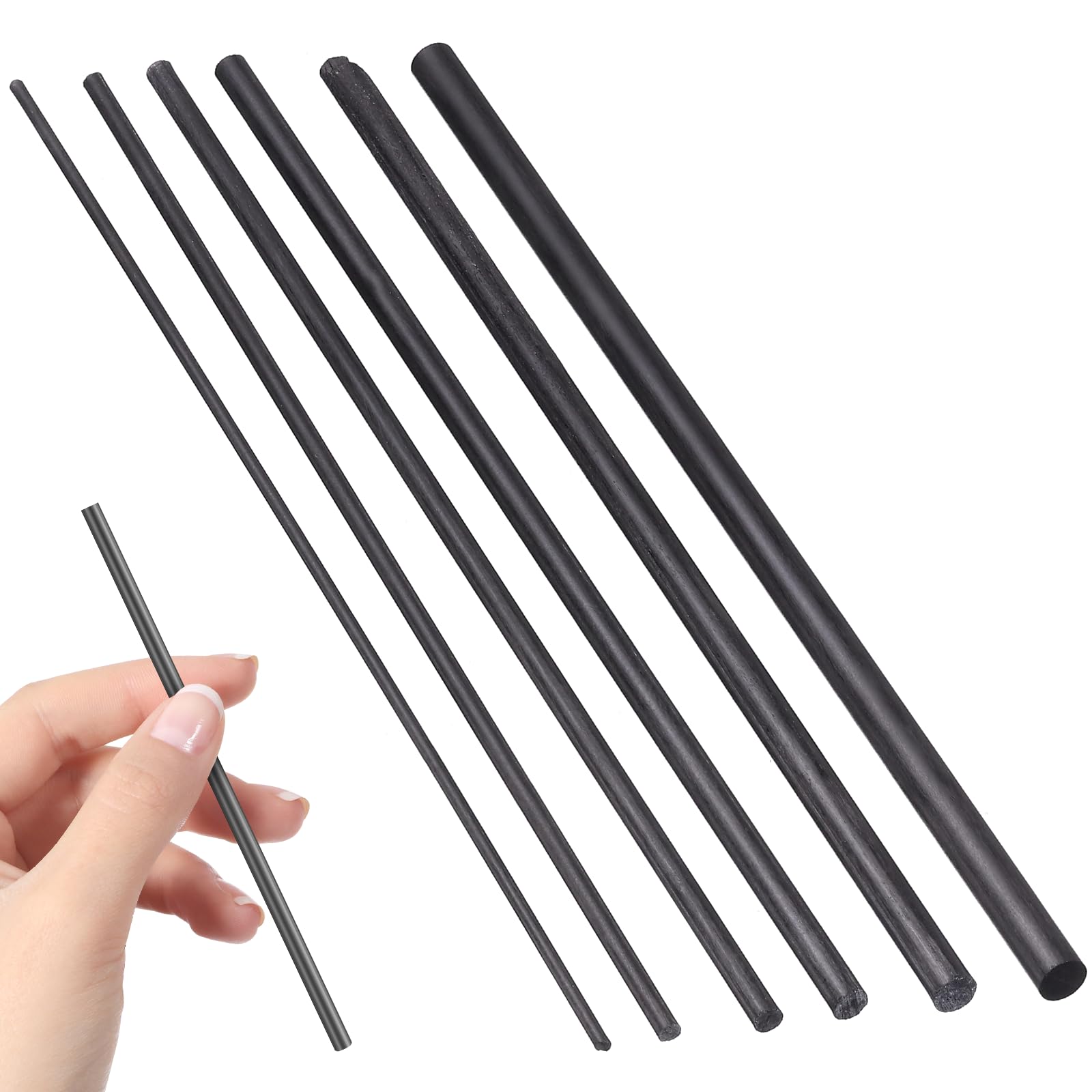 POPETPOP 釣り竿修理ツール 6本 カーボンファイバー 釣り竿修理用アクセサリー 1mm+1.5mm+2mm+2.5mm+3mm+3.5mm 回転ロッド 海ロッド