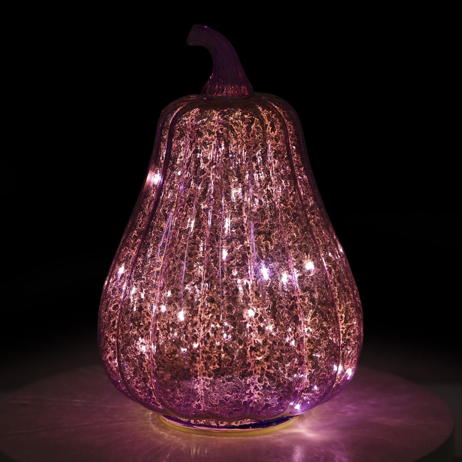 Calabazas de vidrio decorativas con luz para Halloween y Acción de Gracias