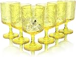 Set of 6 Plastic Stem Wine Glasses Tumbler, 11 Ounce Iceberg Acrylic Wine Glasses for All Purpose Party, BPA Free and Durable (Clear Color)