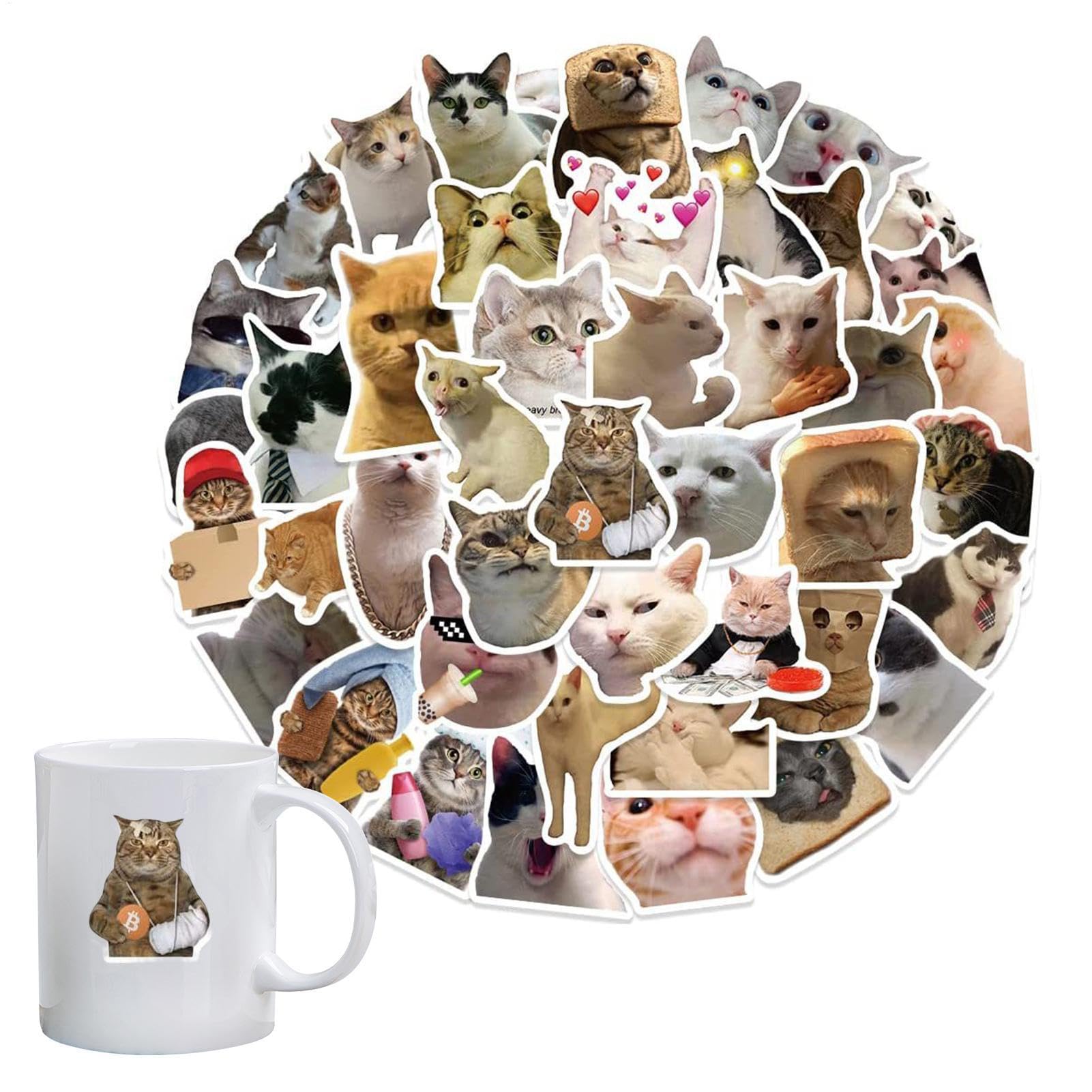 2 Rotoli Adesivi Emoji Gatto – 28 Divertenti Meme Di Gatti Per PC, Telefono, Bottiglia E Regalo Per Amici