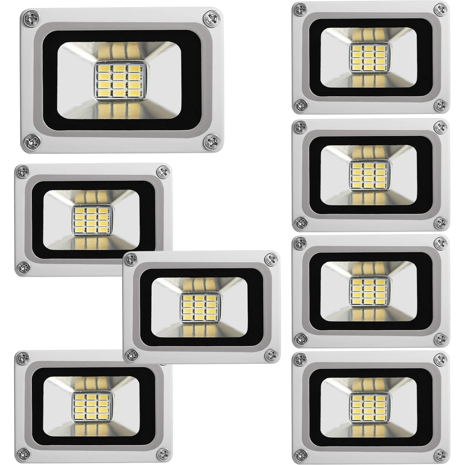 Luz de Trabajo Ultradelgada de 1000 Lúmenes, 10 W, 12 V, 6500 K, Iluminación de Seguridad Blanca Fría, Adecuada for Jardines, Patios y Terrazas.(8pcs)