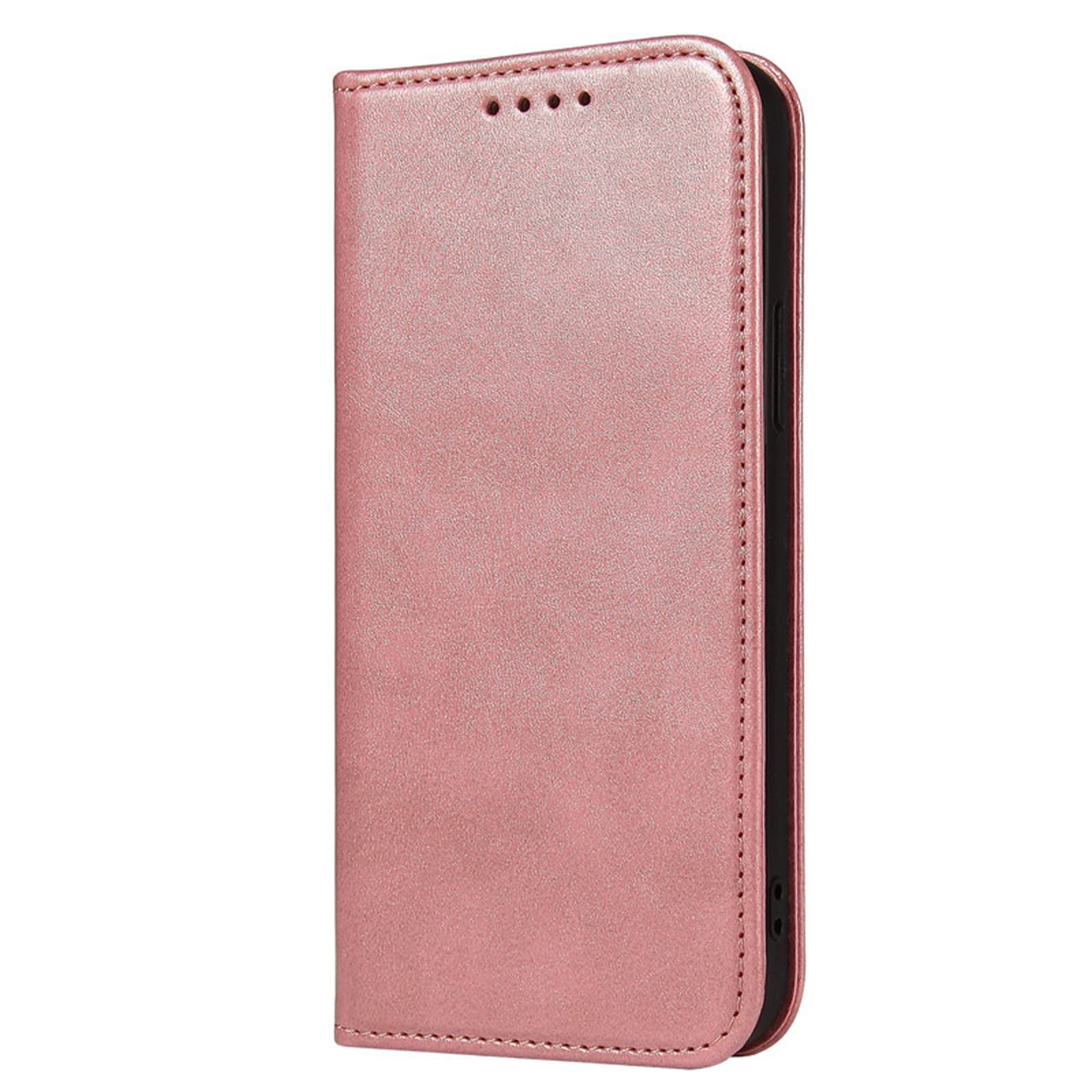 LTL Etui na telefon do iPhone 13 Mini/13/13 Pro/13 Pro Max, ręcznie robione skórzane etui z klapką z przegródkami na karty, etui na telefon, magnetyczne zamknięcie, różowe, 13 6,1 cala