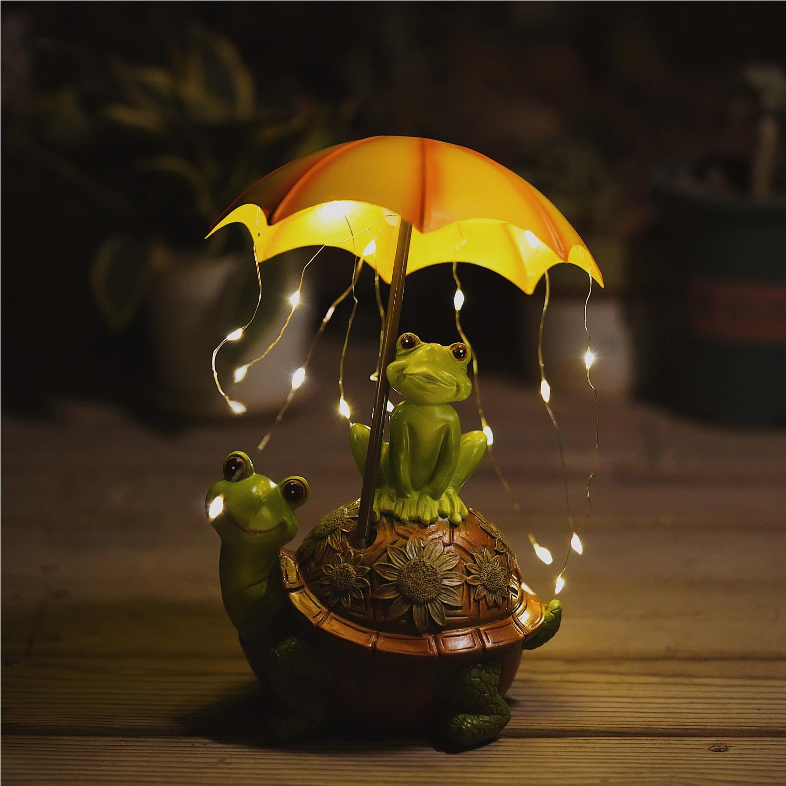 Syfunlv Decoración Solar de Jardín con Rana - Estatua Divertida con Lámpara para Exteriores