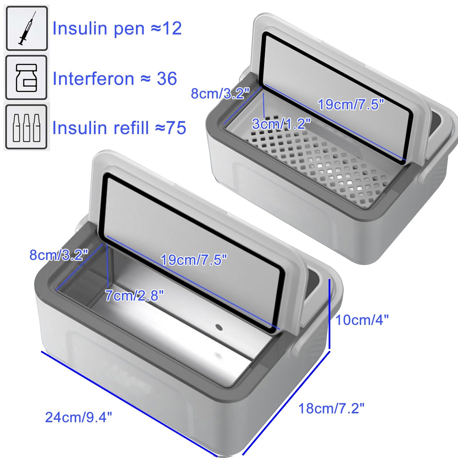 Nevera Medicamentos Portatil Refrigerador para Vacunas de Insulina, Mini Refrigerador de Insulina de Alta Capacidad para Coche, Nevera Insulina Viaje (Size : 10800mAh Battery x 1)
