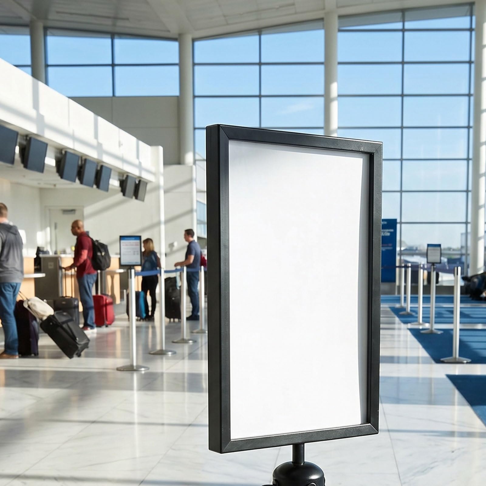 OUNONA Soporte para letreros de poste tamaño A4 - Exhibición vertical Marcos superiores de poste Cubierta de doble cara para control de multitudes Oficina Aeropuerto Reuniones Cartel de bienvenida