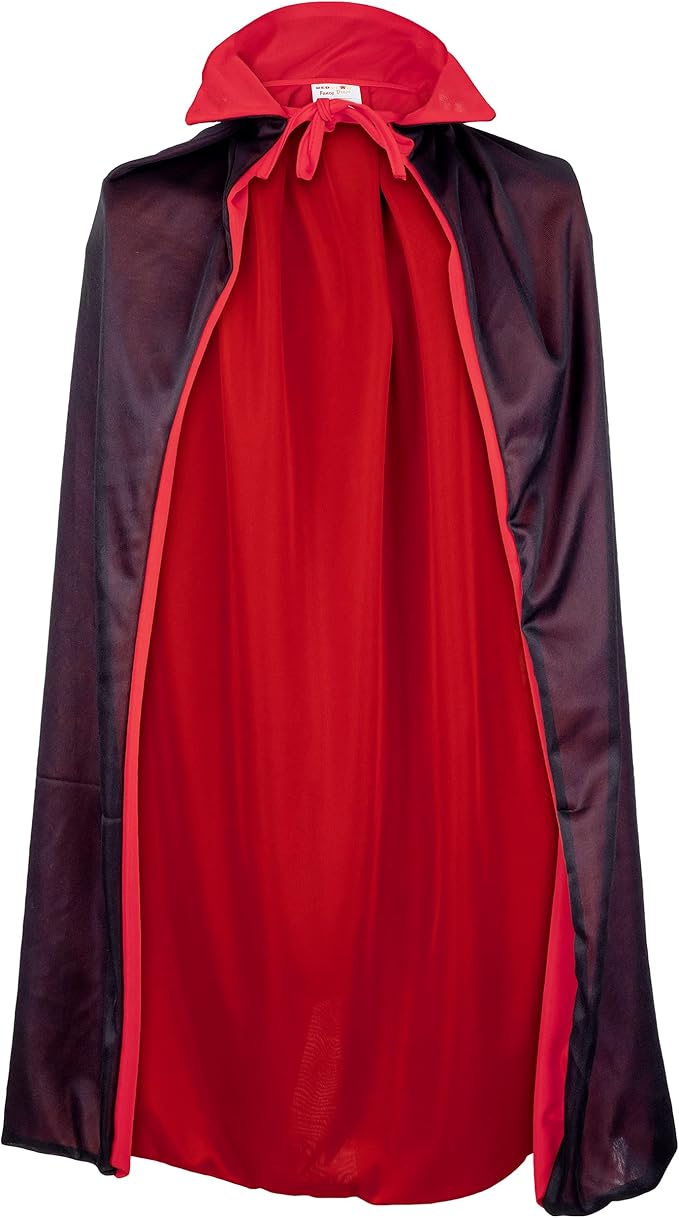 Reversible Kids Black and Red Cape 80cm Kids Vampire Cape for Halloween