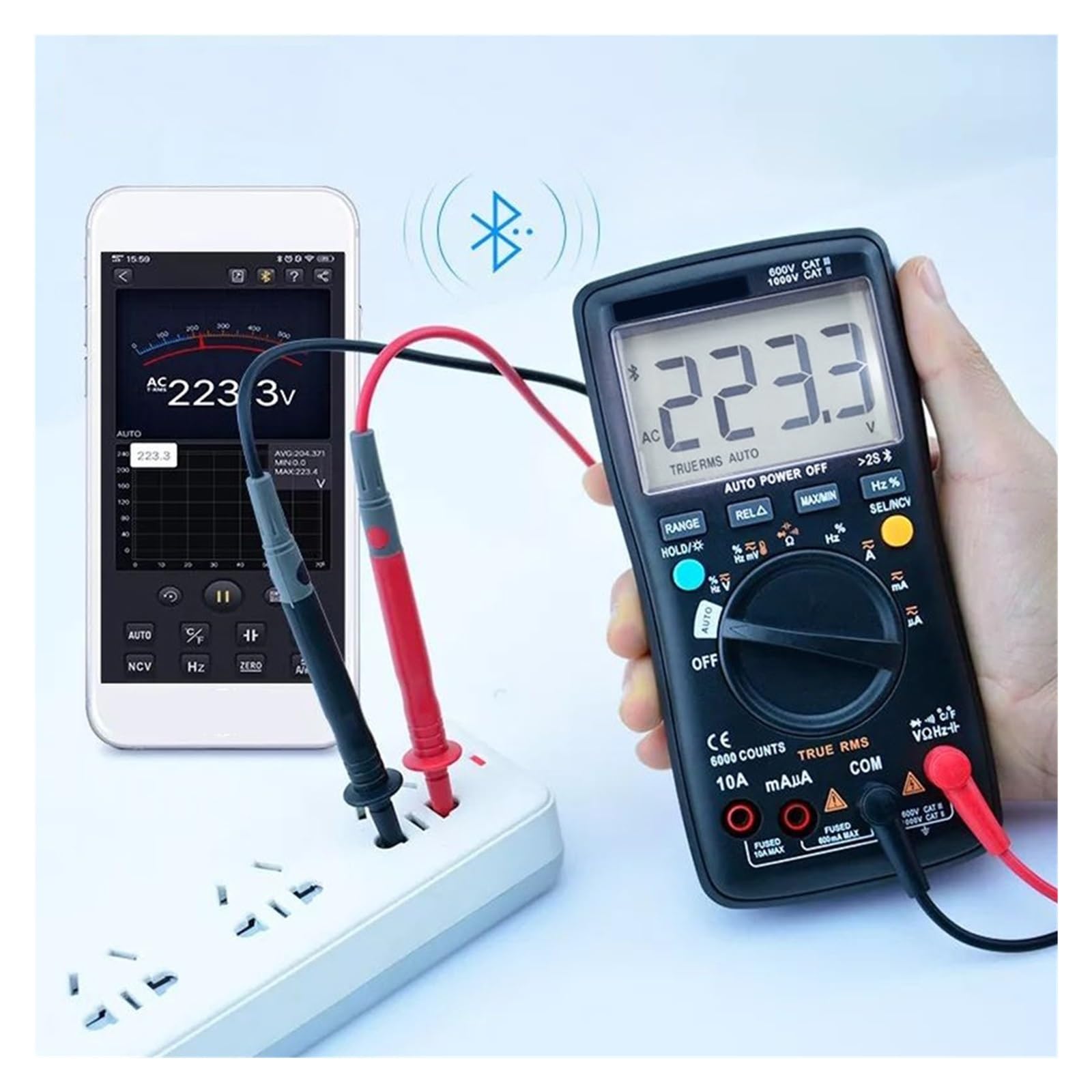 Cyfrowy Multimetr Technologia Bezprzewodowa Amperomierz True Auto Zadzwonił Inteligentny Woltomierz Analogowy Tester Kondensatorów Narzędzie Do Majsterkowania Szybko Dokładnie Łatwy Odczyt