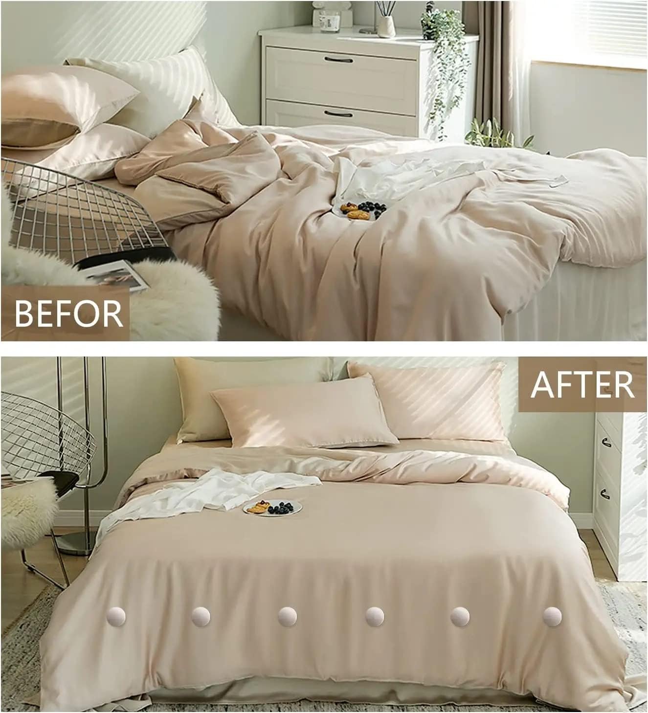 Netram Store Bed Sheet Clips Duvet Cover Holder Non-Slip Fixator with One-Key Unlock for Comforter Blanket Curtain Socks Mattress Organizer (Pieces 12 Grey) 2