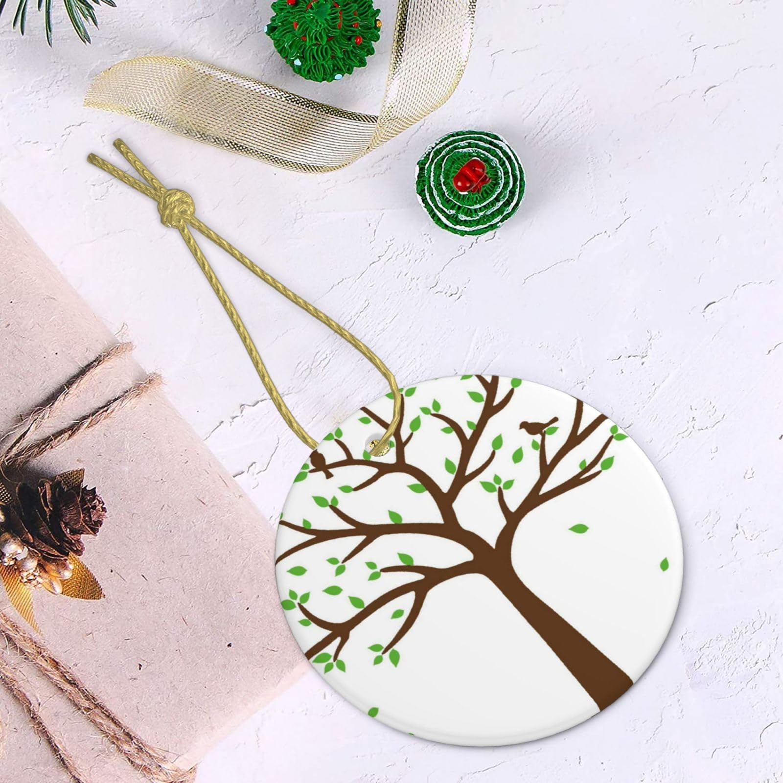 Ornamento Natale In Ceramica 7,4 Cm - Scritta "Blessed To Have A Daughter In Law Like You" Con Corda Dorata