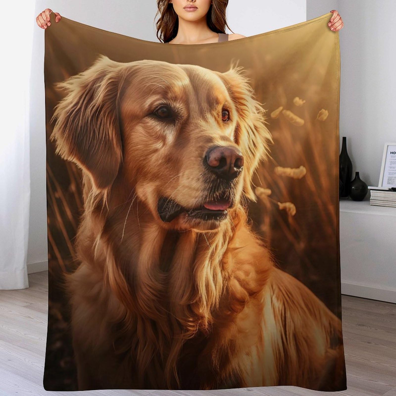 Couverture polaire chien 140x180cm plaid en flannel épaisse pour lit et canapé
