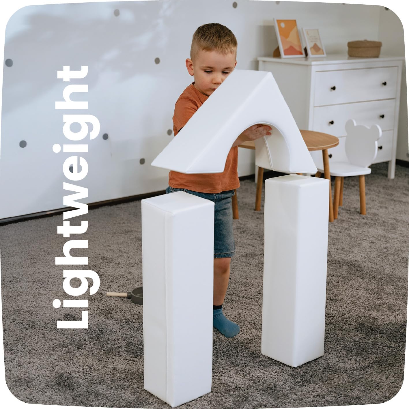 IGLU Soft Play Building Crawling and Climbing Equipment Playground for Kids 1-4 Year olds 10 Shape Blocks Open Ended Montessori Set (White)