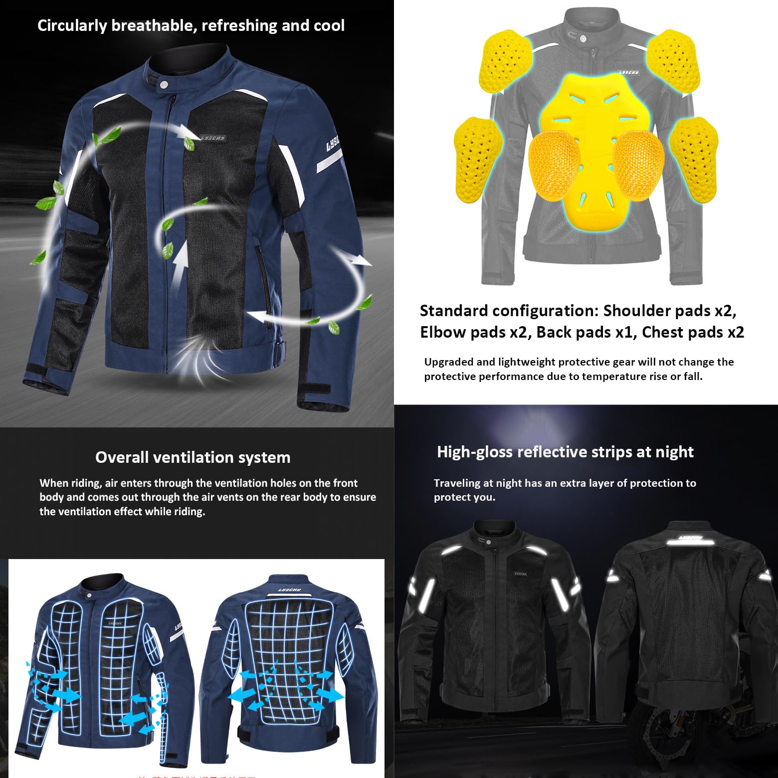 Damska kurtka motocyklowa z 7 ochraniaczami, oddychająca siatka, wiatroszczelna, odblaskowa, krój slim fit, tekstylny, kurtka motocyklowa, kurtka ochronna, kombinezon motocyklowy