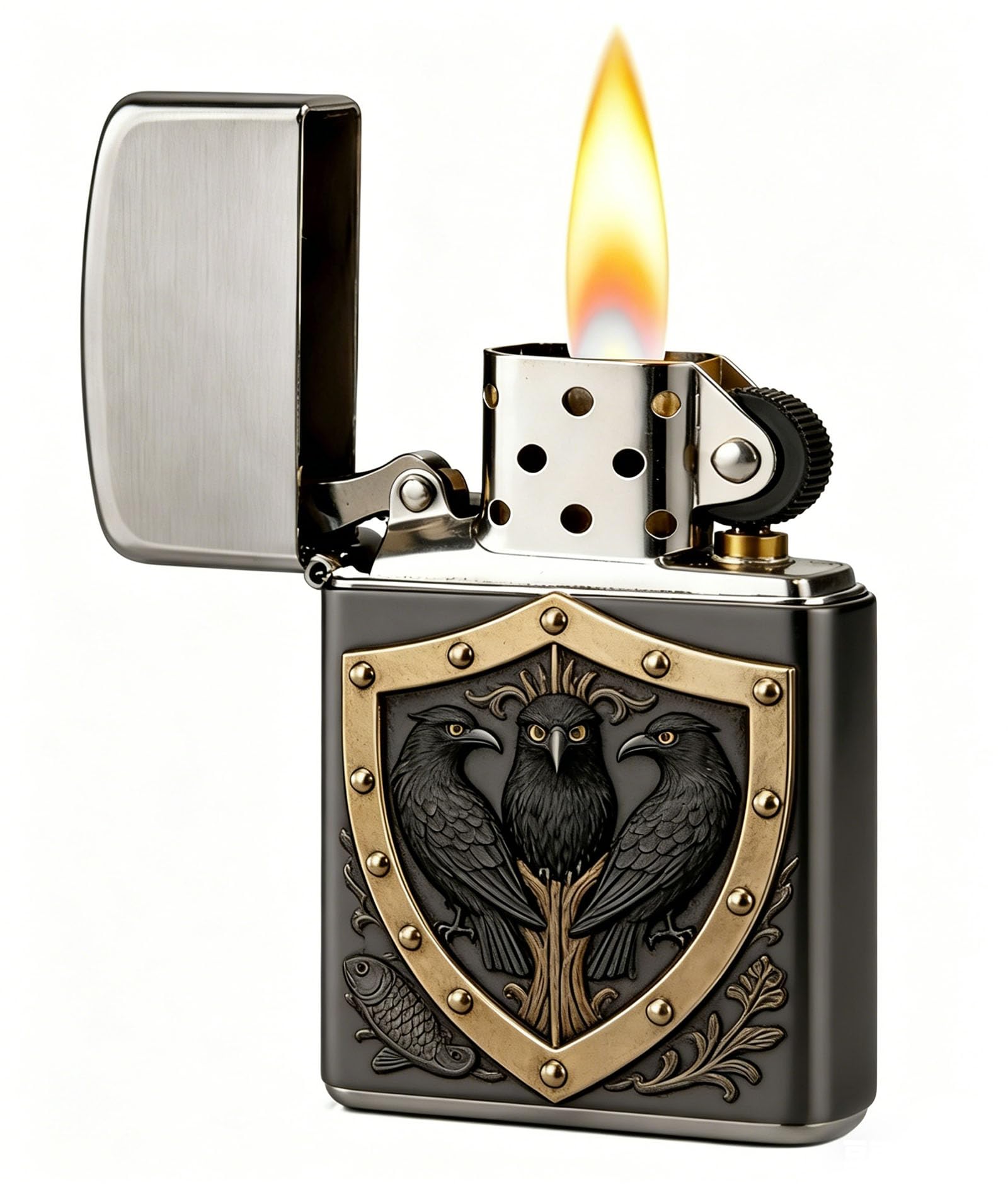 Kerosene Trench Lighter Grinding Wheel Kerosene Windproof Lighter for Collection Decorative Gift Present (B)