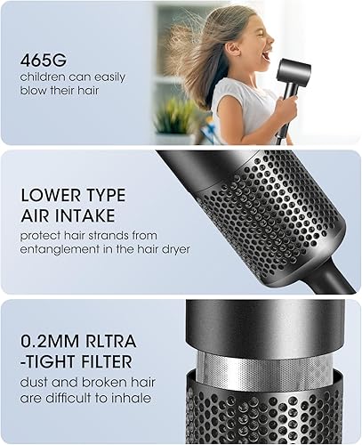 Miniatura 5 de Secador de pelo iónico, motor profesional de alta velocidad sin escobillas de 110000 RPM, secador de pelo de bajo ruido para evitar el