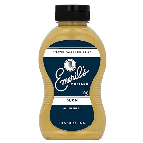 Emeril Lagasse Mostaza gourmet  Dijon, jalapeño y dulce picante  12 oz de salsa de mostaza natural prémium (individualpaquete de 1, Dijon)