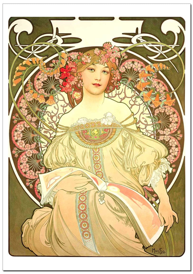 【超希少】銀光紙使用　アルフォンス・ミュシャ「夢想」 超希少】銀光紙使用 アルフォンス・ミュシャ「夢想」 超希少】銀光紙