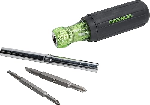 Miniatura 3 de Greenlee, 0159-LBFC, kit de herramientas para electricista de 3 piezas con pelacables de acero inoxidable y crimpadora de cables, destornillador