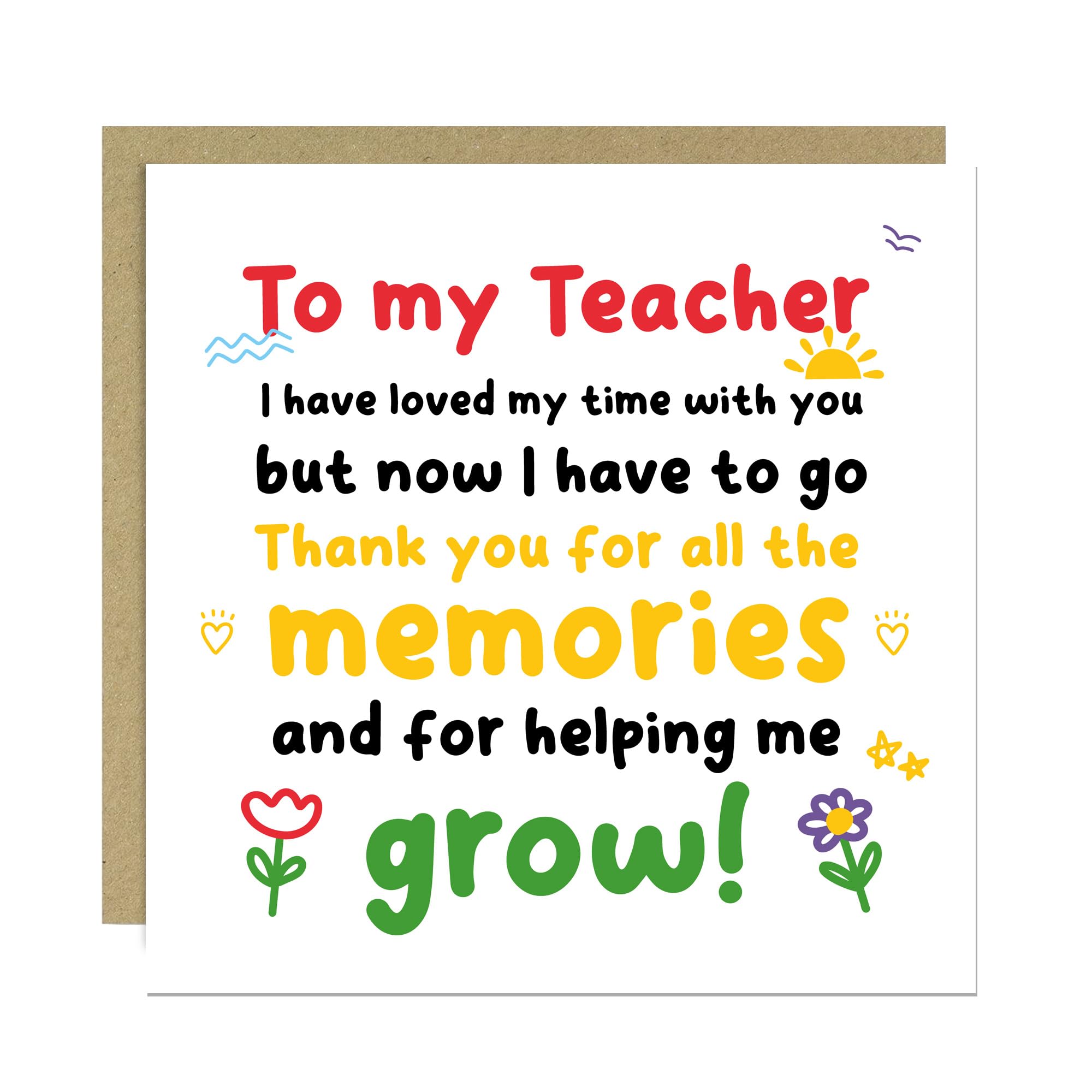 RED OCEAN Teacher Appreciation Card For Teacher Thank You Cards For Women Men Novelty Leaving Cards Card With Kraft Envelope