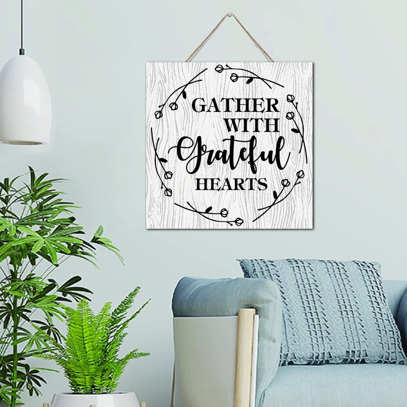 Letrero de madera rústica Gather decorativo para pared de cocina