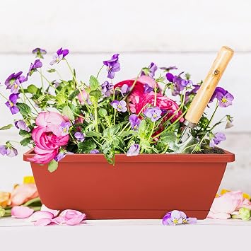 Window Box Planter,7 Pack Plastic Vegetable Flower Planters Boxes