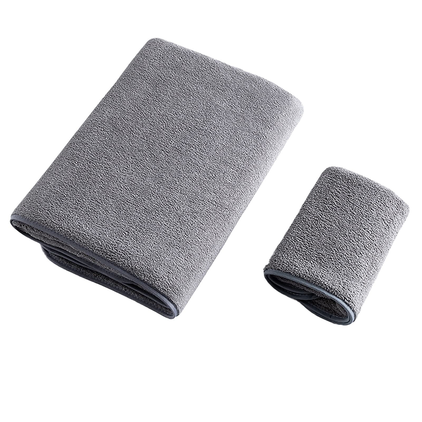 Serviette de bain et gant gris en coton absorbant pour la douche
