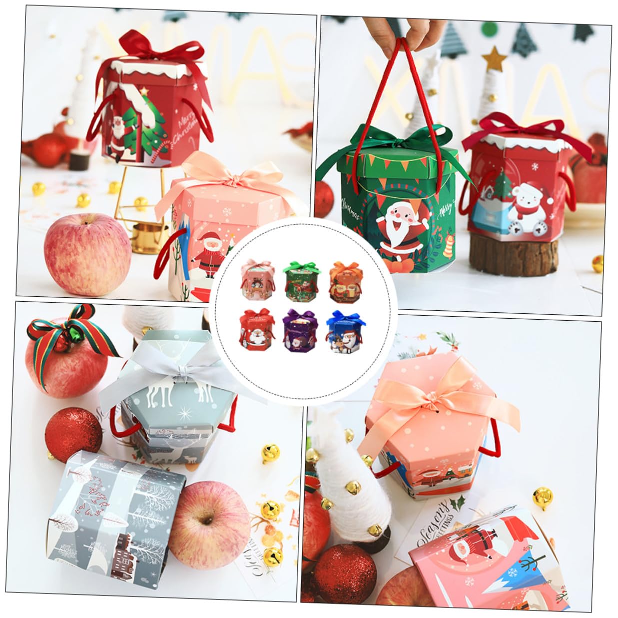 SECFOU Scatole Natalizie Esagonali in Design Classico di Stili multipli per Confezionare Caramelle e Dolci, Design Classico di per Decorazioni Tavolo Matrimonio Stili multipli